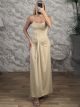 CorsetTop Lycra Maxi Dress-14588/Beige