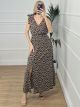 Leopard Bows Dress-2378/Taupe