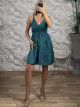 Silk Boho Mini Dress NEW-2665/Blue&Green