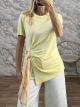 Viscose Asymmetrical SatinRibbon Top-30152/Yellow