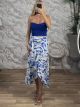 Midi Wrap Skirt/White&Blue