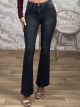 Highwaist Cabana Denim Pants-7713/Black