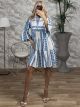 Cotton Mini Dress-4015/Blue