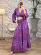 Μεταξωτό Σετ Παντελόνα-2020 Golden Floral/Magenta