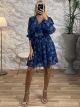 Lahuri Muslin Ruffle Dress/Blue