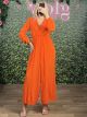 Muslin Plise Jumpsuit/Orange
