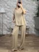 GLOW Stripe Casual Set/Beige
