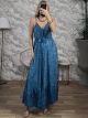 Silk Boho Maxi Dress-4624/Blue Petrol