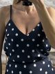 Satin Polka Dot Lingerie/Navy Blue