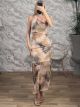 OneShoulder CutOut Maxi Dress-6391/Beige