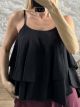 DoubleRuffled Viscose Top-6286169/Black