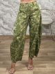 Barrel Floral Highwaist Pants-7222/Lime