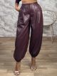 Balloon Leather Pants-13130/Burgundy
