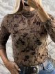 MockΝeck C-Through Top-6885/Chocolat