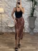 Elastic Midi Skirt-Leopard/Ecai