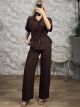 Safari Viscose Shirt&Pants Set-13783/Chocolat