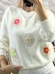 Flowers Embroidered Sweater-1298/White
