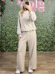 Cotton Wide Pants Set/Beige