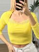 Ribbed Lace Top/Yellow