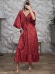 Golden Thread Silk Maxi Dress/Red