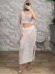 Knitted CropTop Skirt Set-23/White
