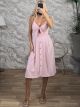 Casual Bow Buttons Dress/Baby Pink