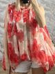 Muslin Floral Balloon Top/Red