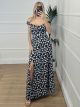 Maxi Cups Dress-Floral/Navy Blue