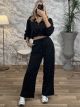 Sweatpants Strassed Hooded Set/Black