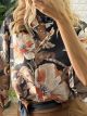 Mao Satin Pattern Shirt/Floral-Black