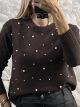 Spread Pearls Knitted Sweater-8059/Chocolat