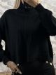 Turtleneck Cropped Sweater-8884/Black