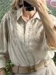 Gold Embroidered Linen Shirt/Beige