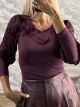 Embroidered Velvet Bodysuit-49647/Burgundy