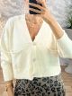 Lurex Pocket Cropped Cardigan/Vanilla