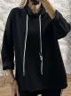Viscose Hood Double Cord Sweatshirt/Black