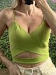 Cut Out Elastic Top/Green