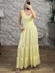 Waffle & Knitted Lace Maxi Dress-51643/Yellow