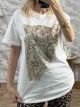 Strassed Tiger T-Shirt/White-Gold
