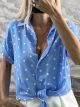 Viscose Polka Dot Shirt/Ciel