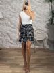 Wrap Mini Skirt/White Squares
