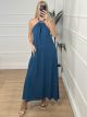 OpenBack Golden Detail Dress/Petrol