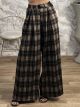Wide Plaid Belt Pants