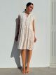 Mini Buttons Boho Dress-8014/White