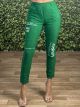 Viscose Stamp Crumpled Pants/Green