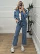 Stripes Denim Casual Set/Blue