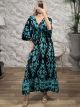 Boho Silk Maxi Dress-3226/Black&Veraman