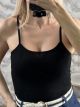 Thin Straps Ribbed Top-3068/Black