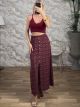 Viscose LittleFloral Button Maxi Skirt-20156/Burgundy