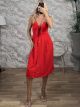 Casual Bow Buttons Dress/Red